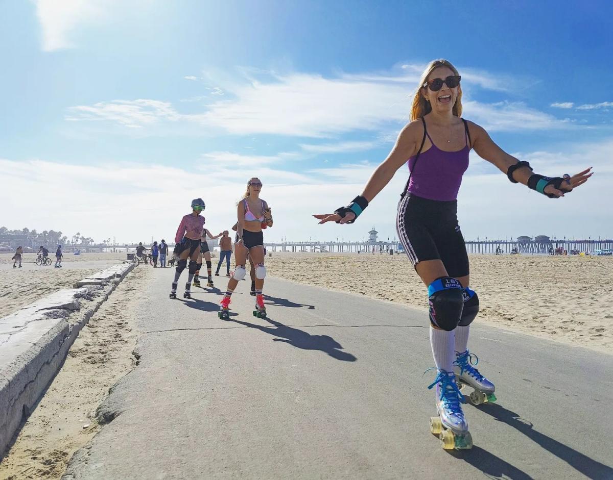Rollerblading on Huntington Beach Boardwalk